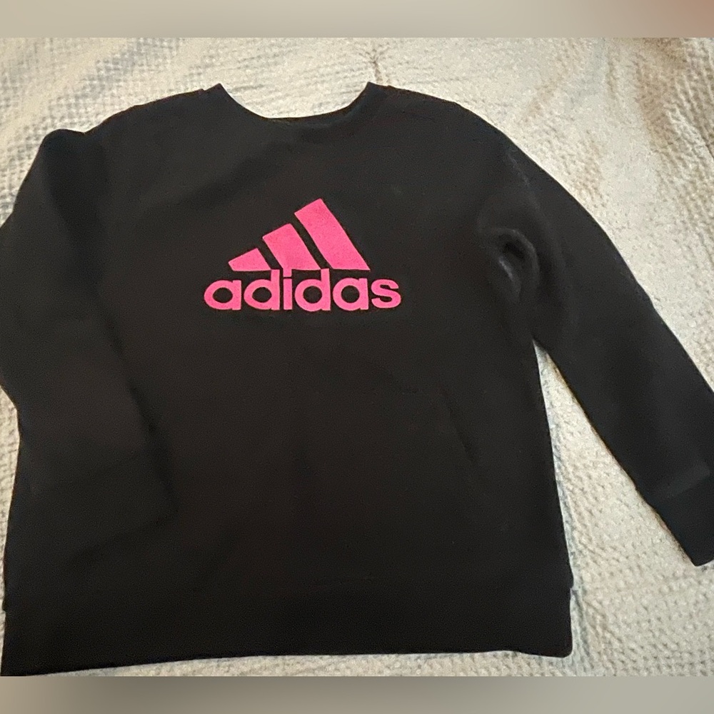 Girls M Adidas Black and Pink Crew Neck Sweatshirt